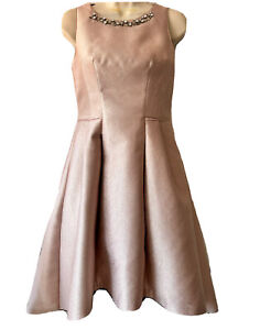COAST Fit and Flare Dress Size 8 Peach /Pink Colour Lined & Netting Prom Dress