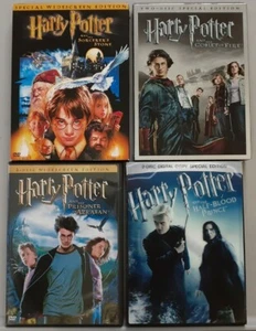 Harry Potter *LOT OF 4* DVDS Sorcerers Stone- Half Blood- Azkaban-Goblet Fire - Picture 1 of 9