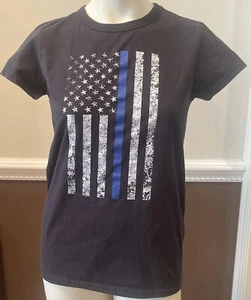 Rothco Women's Size Large Thin Blue Line USA Flag T-Shirt Police Support - Picture 1 of 5