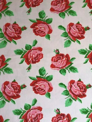 58cm x 58cm Square Cath Kidston Ottoman Rose Bloom / Pink Cotton Duck Fabric New - Image 1 of 4