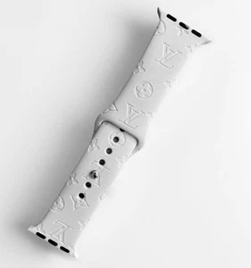 Luxury white Silicone Strap Apple Watch band Series 10/9/8 - 45/44/42/41/40mm - Zdjęcie 1 z 5