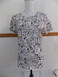 Croft & Barrow Women's Short Sleeve Multicolor Paisley T-Shirt, *NEW* Size M - Picture 1 of 5