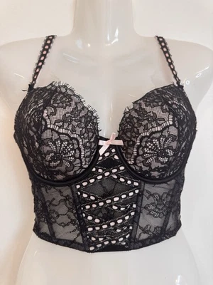 Sujetador Victoria's Secret ligeramente forrado Heritage con ranura de cinta negro grande Foto 1 de 4