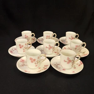 CFH/GDM Haviland 8 Demitasse Cups & Saucers Pink Floral w/Gold 1891-1900 Limoges - Picture 1 of 12