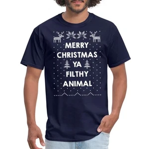 Merry Christmas, Ya Filthy Animal - Ugly Christmas Sweater Men's T-Shirt - Picture 1 of 11