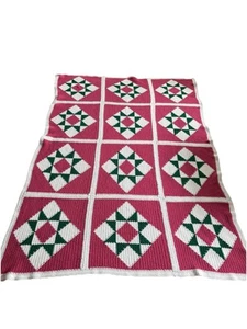 VTG Handmade Crochet Afghan Blanket 76x56 - Picture 1 of 6