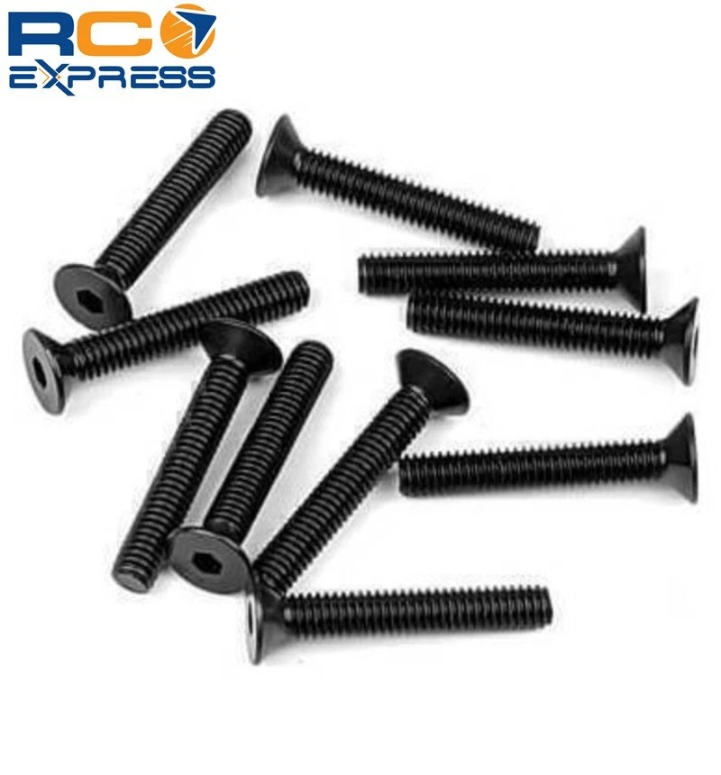 Tekno RC M4x25mm Flat Head Screws (Black 10 Pieces) TKR1350 - Image 1 of 1