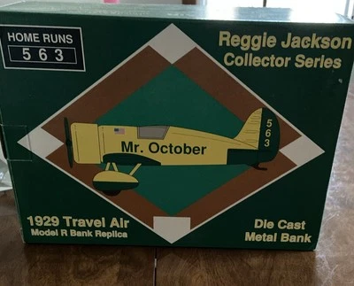 New Vintage Reggie Jackson Mr. October 1929 Travel Air Diecast Bank Oakland A'S - Image 1 of 3