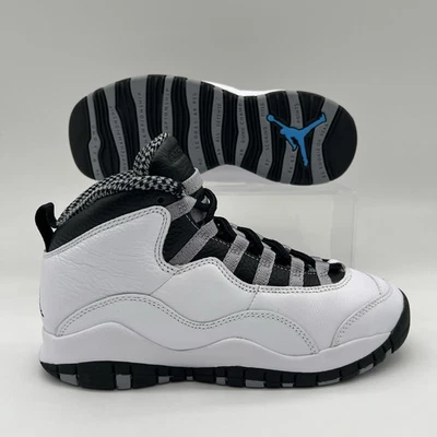 Kids Size 4Y Jordan 10 Retro Steel (2025) White Black Sneakers IB7359 104 - Image 1 of 4