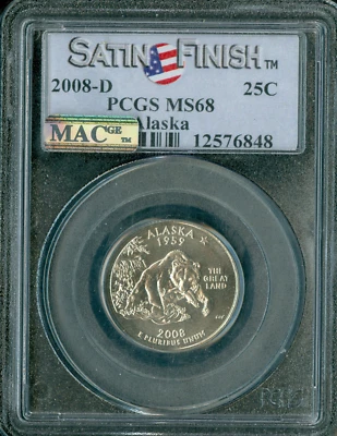 2008 D ALASKA QUARTER PCGS MS68 SF 2nd FINEST REGISTRY MAC SPOTLESS * - Image 1 of 2