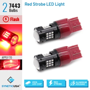 2x 7443/7440AL 33-LEDs Red Brake Tail Dual Filament High Power Lamp Light Bulb - Foto 1 di 9