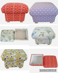 Storage Footstools in Various Fabrics Laura Ashley Pouffe Footstall Designer New - Picture 1 of 172