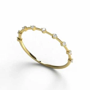 Diamond Stacking Ring / 14k Gold Round Diamond Wedding Band / Diamond Stacking - Picture 1 of 8