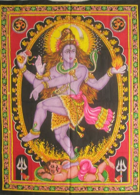 Hindu Shiva Natraj Rudra Dance Tapestry Indian Gods Wall Hanging Nataraja Poster - Image 1 of 2