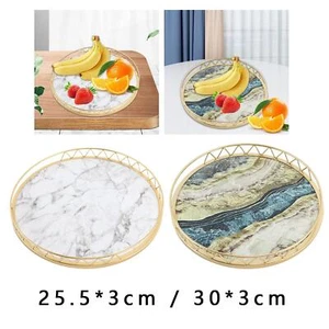 Marble Tray Makeup Vanity Tray Home Solution Round Multiuse Cup and Mugs Desk - Picture 1 of 13