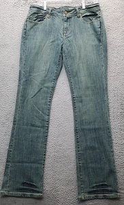 Akademiks Bootcut Jeans Womens Size 32 Blue Denim Mid Rise Pockets Flat Front - Picture 1 of 6