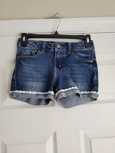 Wonder Nation Adjustable Waist Cuffed Girl's Denim Shorts - Picture 1 of 14