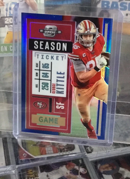 2020 Panini Contenders Optic GEORGE KITTLE /99 BLUE PRIZM San Francisco 49ers - Image 1 of 4
