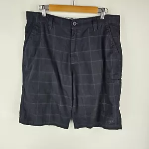 Dexter Shorts Mens Size 34 Black Blue Check Polyester Cotton Pockets Zip Casual - Picture 1 of 7