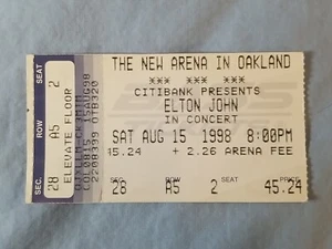 August 8-15-98 1998 Elton John Ticket Stub Oakland Arena California - Picture 1 of 2