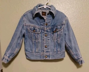 VINTAGE Kids Lee Blue Denim Jean Jacket Made In U.S.A  Used As-Is Condition  - Picture 1 of 11