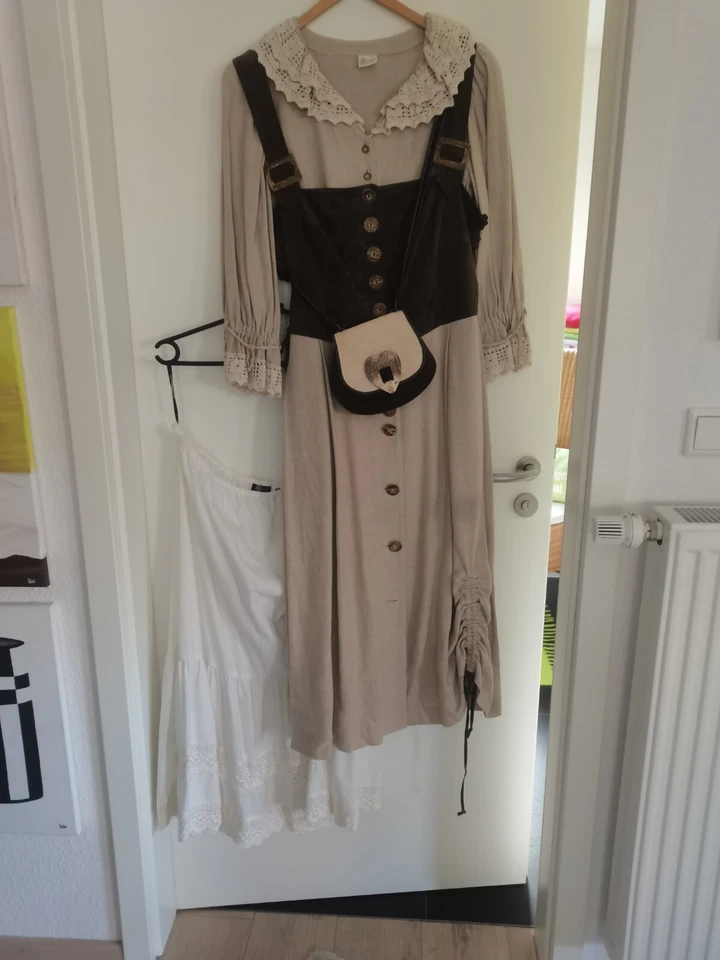 Trachtenset - Dirndl+Bluse+Unterrock+Handtasche C&A WILDLEDER/LEINEN 48/XL *TOP* - Bild 1 von 4