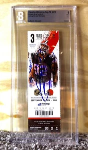 Johnny Manziel signiert 2014 Ticket beschriftet "NFL Debut" Beckett 9 PLATTEN - Bild 1 von 2