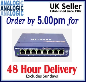NETGEAR GS108 switch di rete Gigabit Ethernet 8 porte con alimentatore UK - Foto 1 di 1