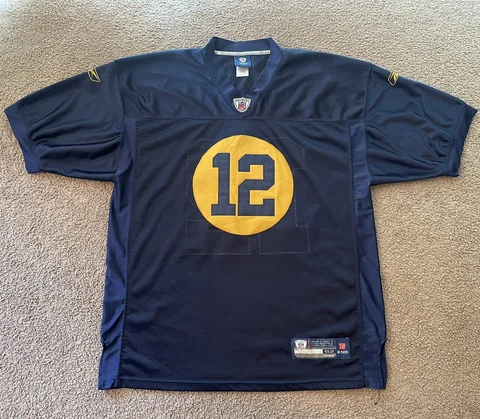 Reebok Jersey Green Bay Packers Aaron Rodgers Acme Blue Throwback Size 52 Cover