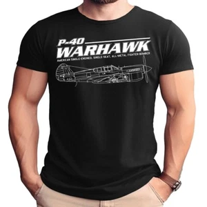 P-40 Warhawk Schematic Side View Adult T-Shirt - Picture 1 of 1