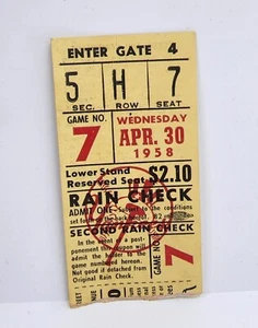1958 NY Yankees vs Detroit Tigers Baseball Game Ticket Stub Mantle Berra Ford - Picture 1 of 2