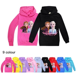 Girls Casual Hoodie Frozen Long Sleeve Hooded Sweatshirt Tops Kids Birthday Gift - Picture 1 of 16