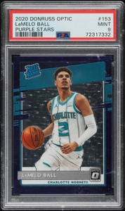 2020-21 Donruss Optic LaMelo Ball Purple Stars /13 Rookie RC #153 PSA 9