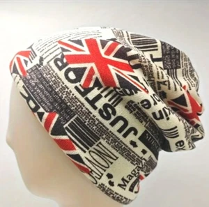 Hat. UK Flag Print Slouchy Beanie Unisex Elastic Neck Gaiter Skull Cap - Picture 1 of 3