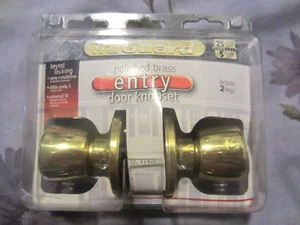 TRUGUARD-POLISHED BRASS ENTRY DOOR KNOBSET - Picture 1 of 10