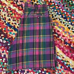 Vintage 90s/Y2K Karen Scott Madras Plaid High Waist Cotton Bermuda Shorts - 14