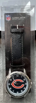 Reloj deportivo clásico Chicago Bears para hombre cuero negro Sparo mercancía de la NFL Foto 1 de 4