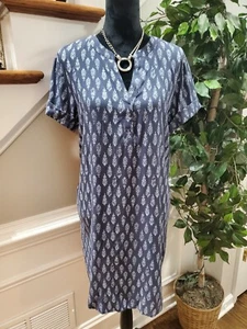 A New Approch Women's Blue & White Rayon Short Sleeve Knee Length Dress Size S - Picture 1 of 12