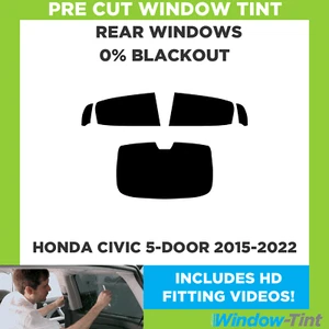 For Honda Civic 5-door Hatchback 2015-22 Pre Cut Window Tint 0% Blackout Film - Picture 1 of 10