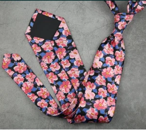 Vintage digital bedruckt Blumen rot blau JACQUARD GEWEBT bedruckt Herren Krawatte Tie - Bild 1 von 1