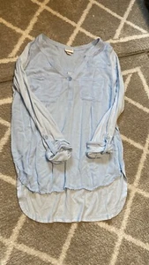 Women’s Long Sleeve Lightweight Shirt With Button Arm Detail Size XS Light Blue - Picture 1 of 6