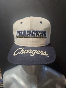 Vintage 90er San Diego Chargers Krempe Schrift Sport Spezialitäten Druckknopflasche Mütze - Bild 1 von 10