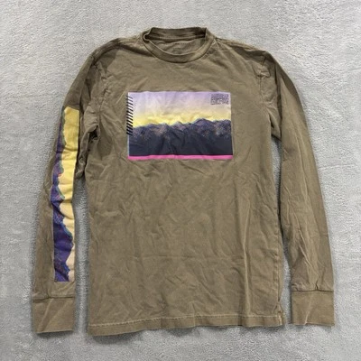 Camiseta American Eagle Para Hombre XS Manga Larga EE. UU. Estampado Cordillera Y2K Marrón Foto 1 de 4