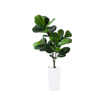 Artificial Fiddle Leaf Fig Tree, 5FT Fake Ficus lyrata Silk Trees with White ... - Image 1 of 4