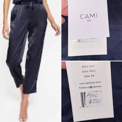 New CAMI NYC $250 Alex Blue Satin Silk Relaxed Pant Garmentory XS NWT - Image 1 of 4
