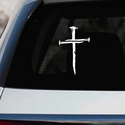 Cross Nails Vinyl Die Cut Decal Sticker - Jesus Christ Christian Religious God - Image 1 of 4