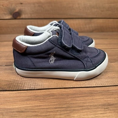 Polo Ralph Lauren Hook & Loop Toddler Boys 6 Easten II EZ White  Blue Sneakers - Image 1 of 4