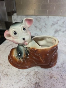 VINTAGE 1950s Puppy & Boot Planter - Picture 1 of 7