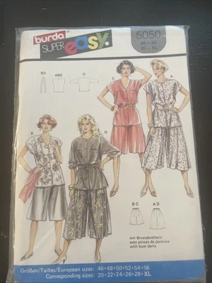 Top & Culottes BURDA Super Easy Sewing Craft Pattern # 5050 UNCUT Size 20 XL - Image 1 of 2