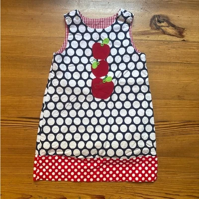 The Bailey Boys blue polkadot apple snowman reversible tank dress SIZE 6 - Image 1 of 4
